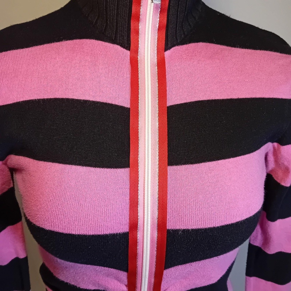 VTG Y2K Juniors XX by MEXX Jeans Stripe Zip Mock Neck Sweater Emo Punk Scene XS - Picture 8 of 16